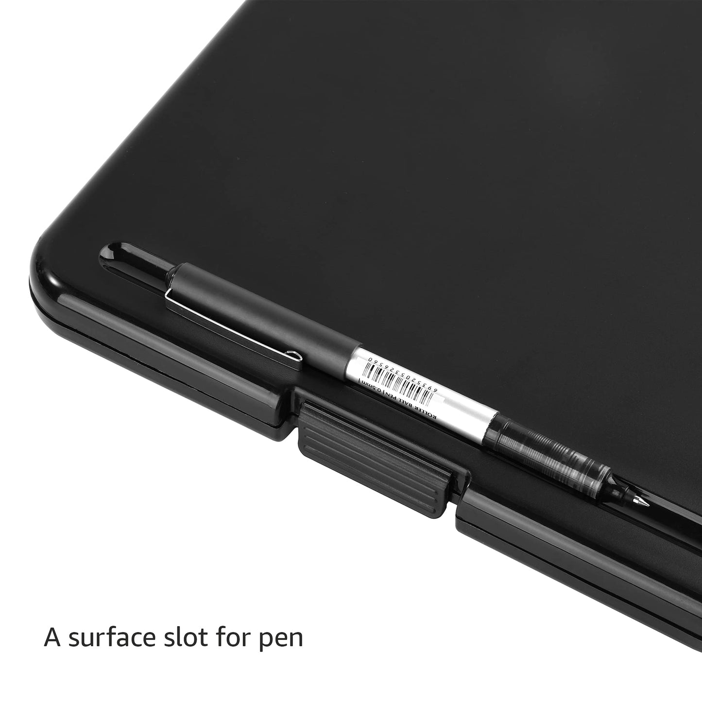 Amazon Basics Sturdy Plastic Storage Clipboard for School & Office Supplies, Lightweight, Black, 2-Pack