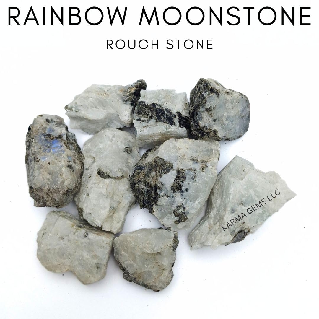 Crystals, Rocks, Jade, Crystals and Healing Stones, Witchcraft Supplies, Healing Crystals, Stones, Healing Stones, Rock Collection, Agate, Raw Stones (Rainbow Moonstone, 2 Pcs)