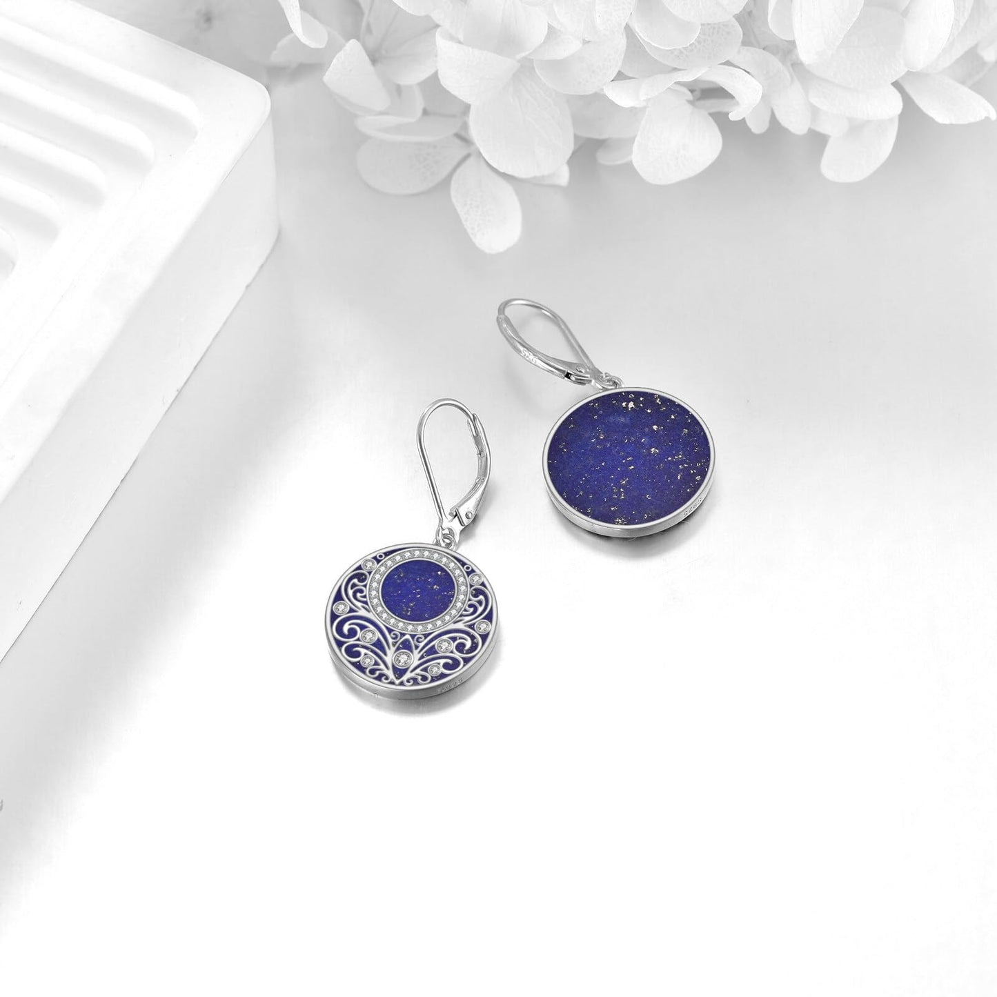 Lapis Lazuli Earrings Sterling Silver Filigree Drop Earrings Blue Lapis Dangle Earrings Jewelry Gifts For Women