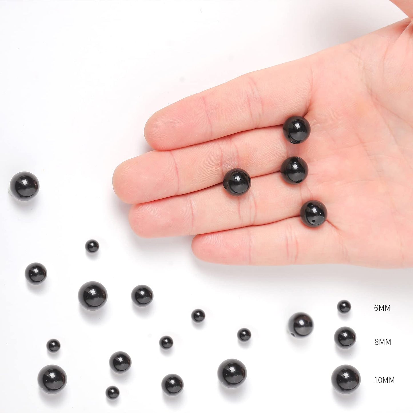 45pcs 8mm Natural Black Onyx Agate Gemstone Beads Energy Healing Crystal Round Loose Stone Beads for Jewelry Making, DIY Bracelets Necklaces