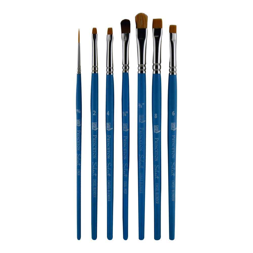 Princeton Select Artiste, Series 3750, Paint Brush for Acrylic, Watercolor and Oil, Set of 7