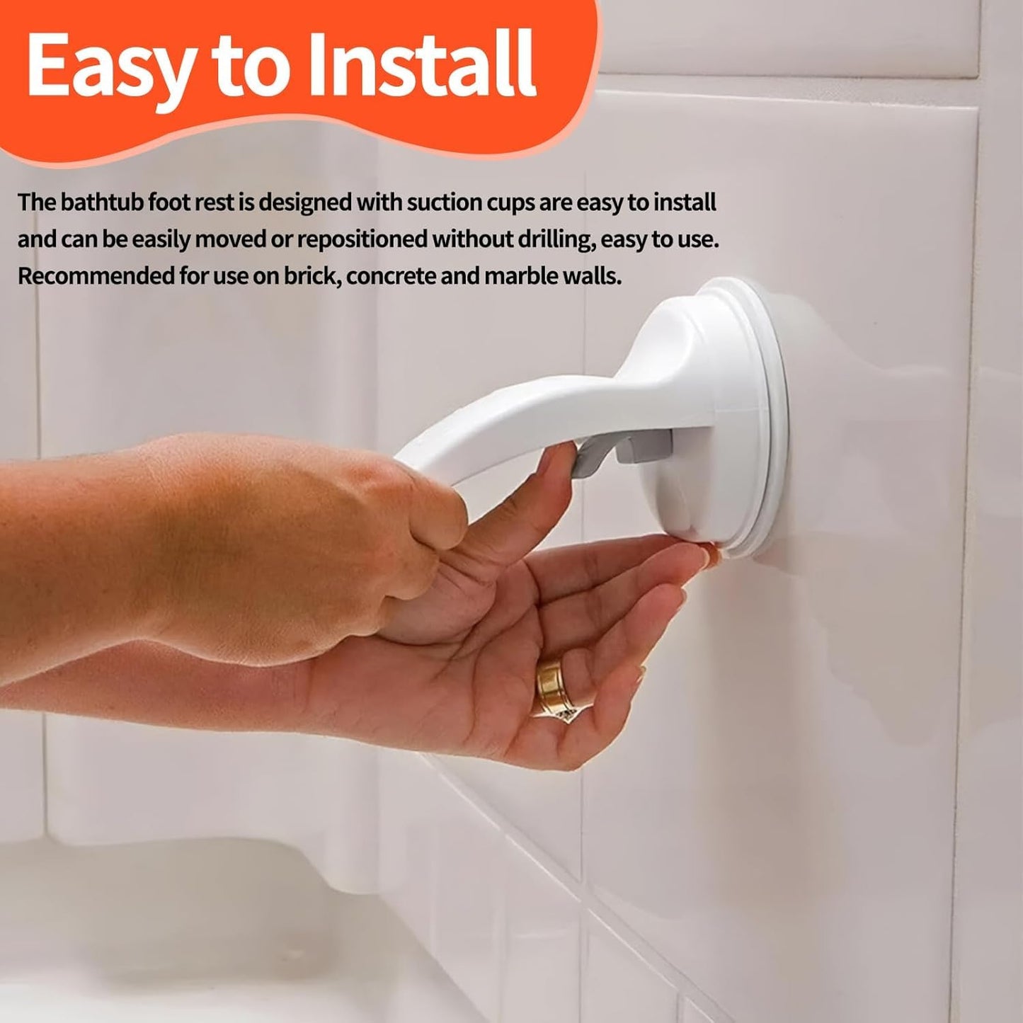 Shower Step - Shower Foot Rest for Shaving Legs, No-Hole Design, Strong Suction Cup, Non-Slip Bathroom Foot Pedal for Inside Shower Shaving Leg