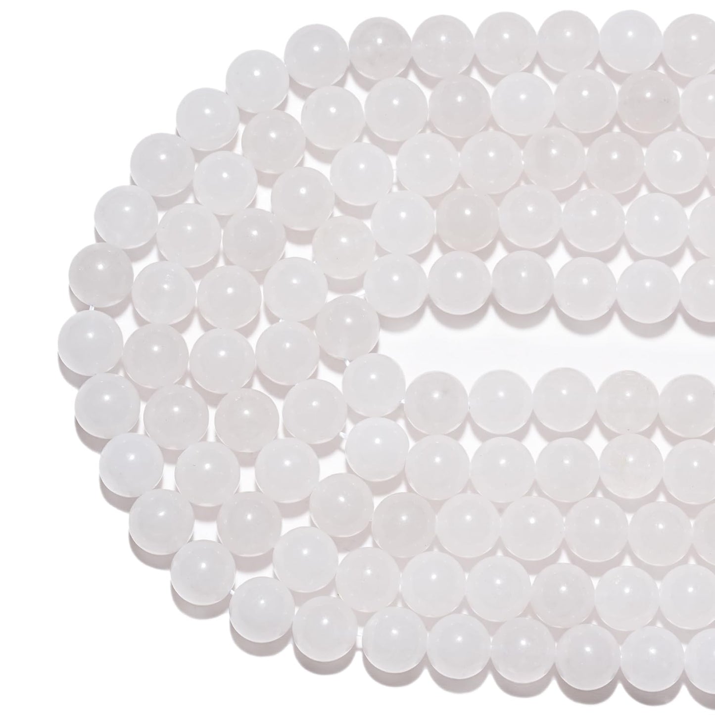10mm Natural White Jade Gemstone Beads Polished Round Smooth Stone Beads for Bracelets Jewelry Making 15inch Loose Beads