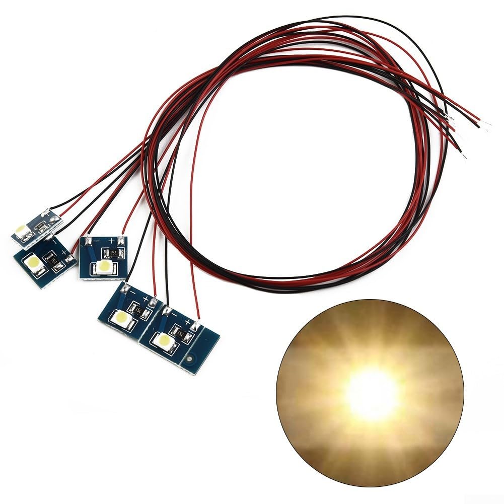 Clashpower 5pcs Model Train Pre-soldered Wired 12v LEDs for Model Railway Building Interior Lighting Decorations(Warm Light), AN1783C09GNC1EB8388223FY8F
