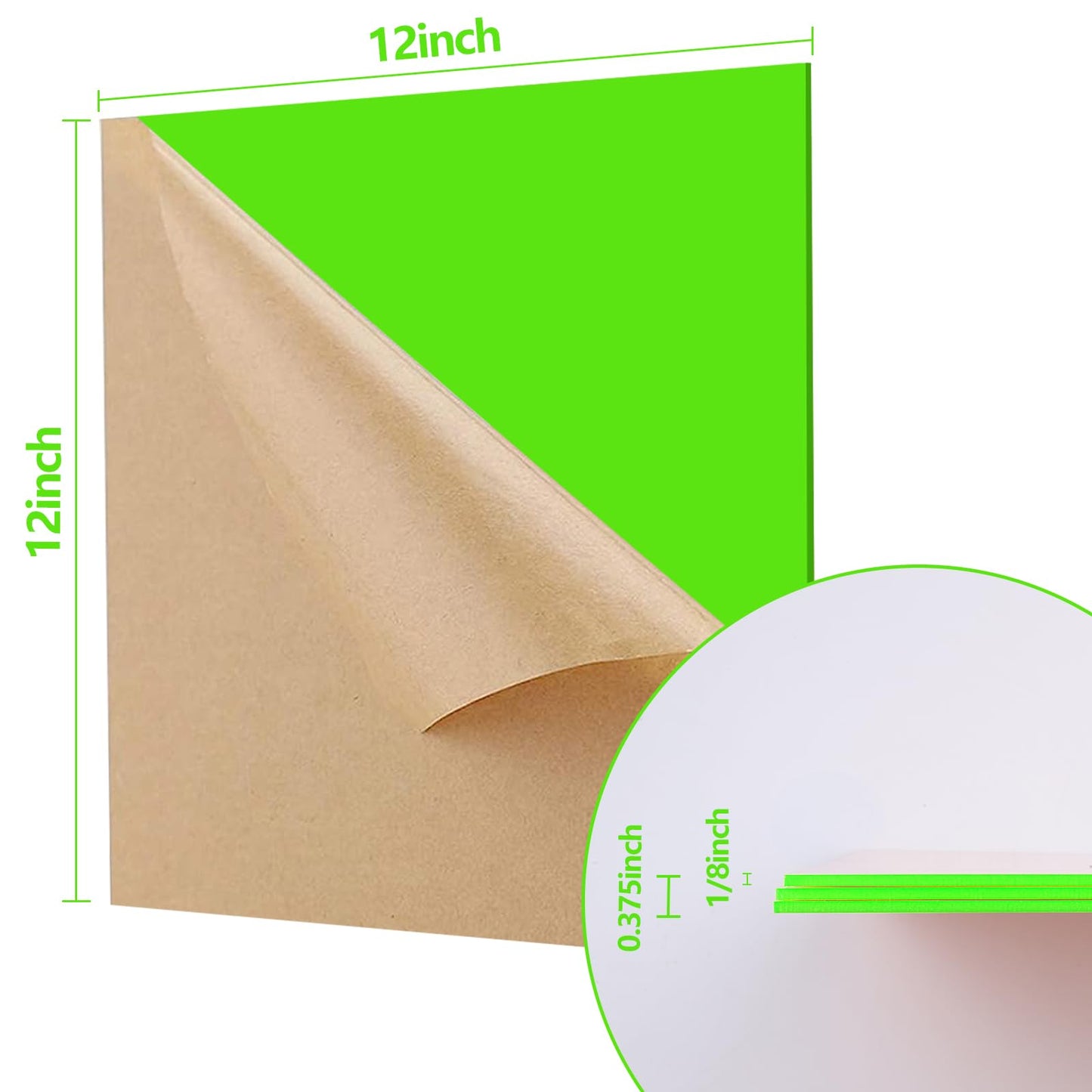 Frddiud 3 Pcs Green Acrylic Sheets, 12 x 12 x 1/8 Inch Laser Cutting Plastic Plexiglass Panel, Sheets for DIY Projects, Crafts Art Display, Signs (Green)