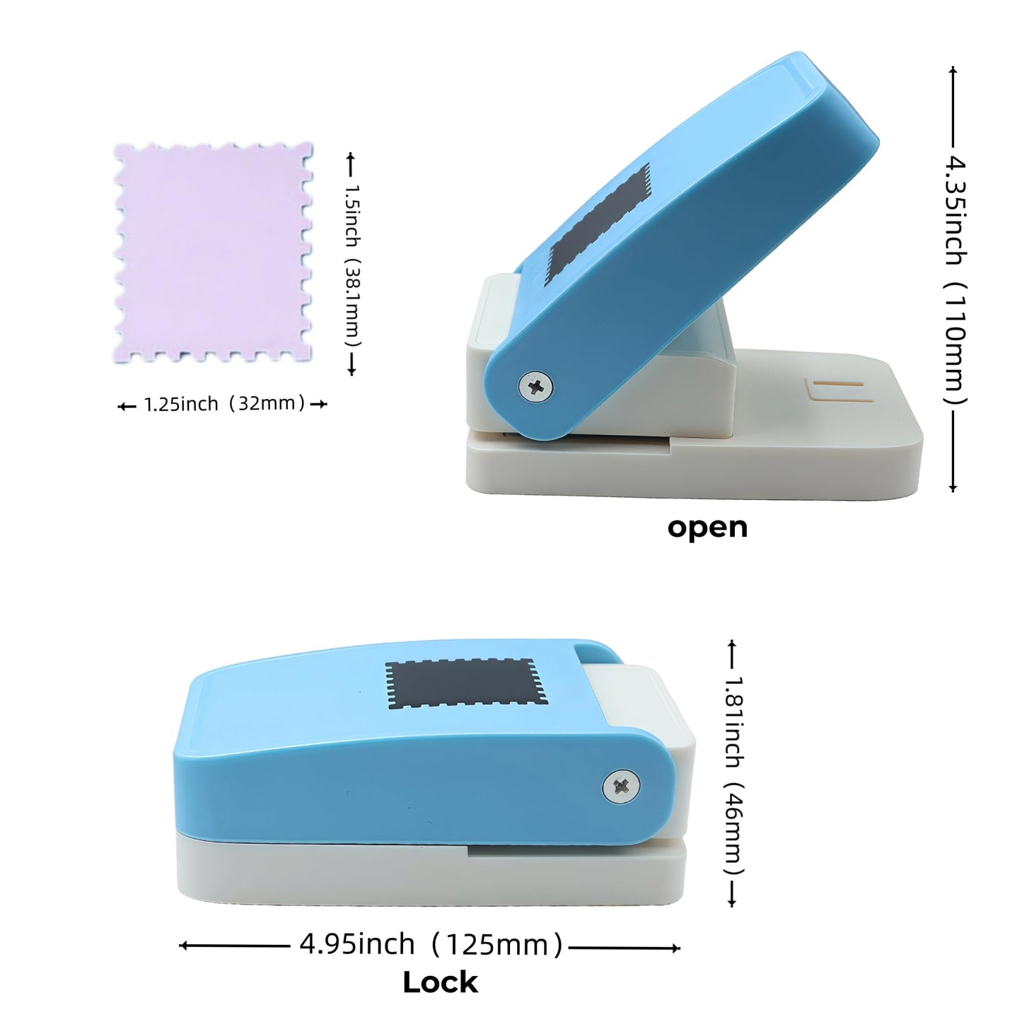 1.5X1.25inch Rectangular Postage Stamp Punch Ware Rectangle Craft Lever Punch Handmade Paper Punch for Crafting Scrapbooking Cards,DIY Cards Making