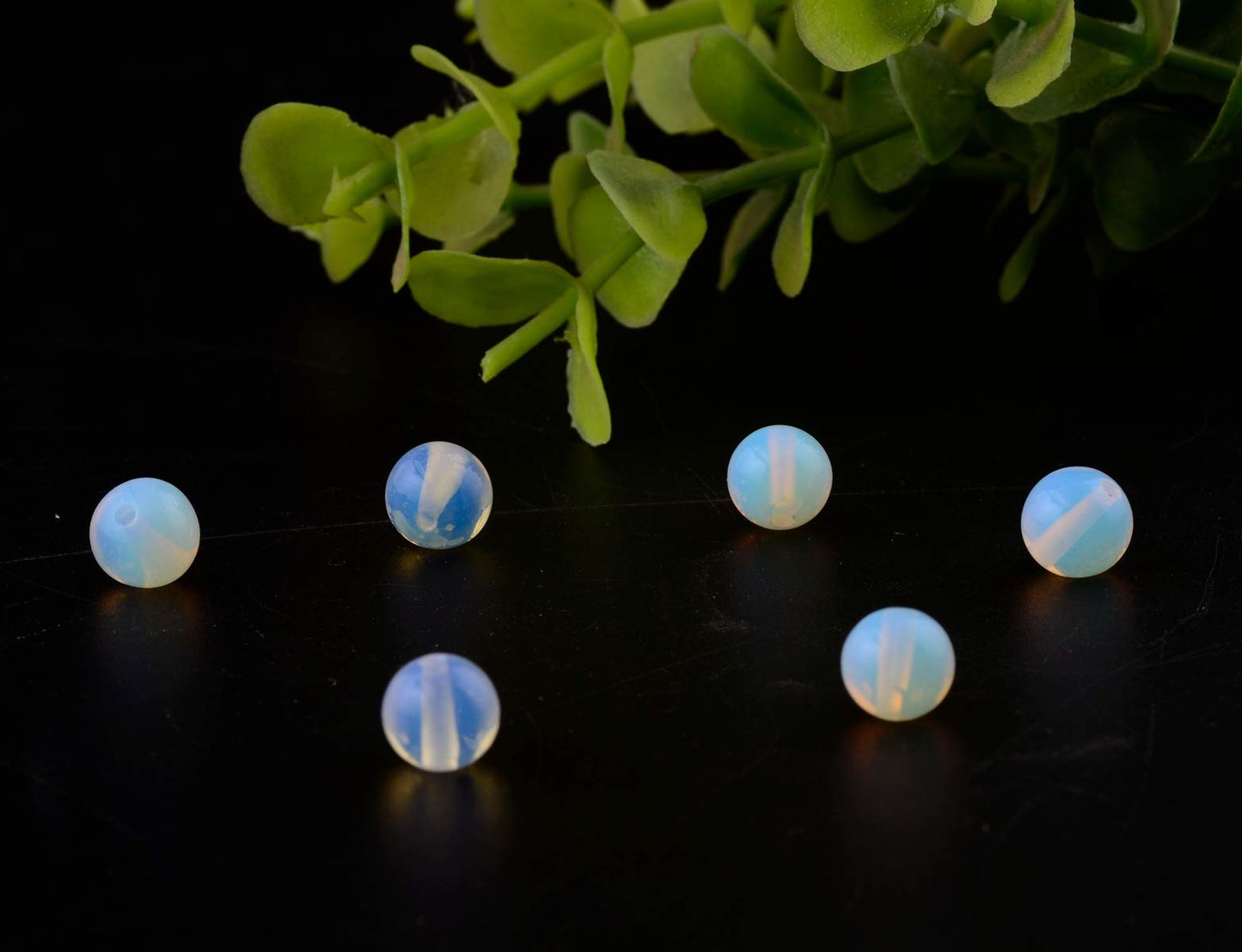 Stone Beads 100pcs 8mm Opal Round Stone Beading Loose Gemstone Hole Size 1mm DIY Smooth Beads for Bracelet Necklace Earrings Jewelry Making (Opal, 8mm)