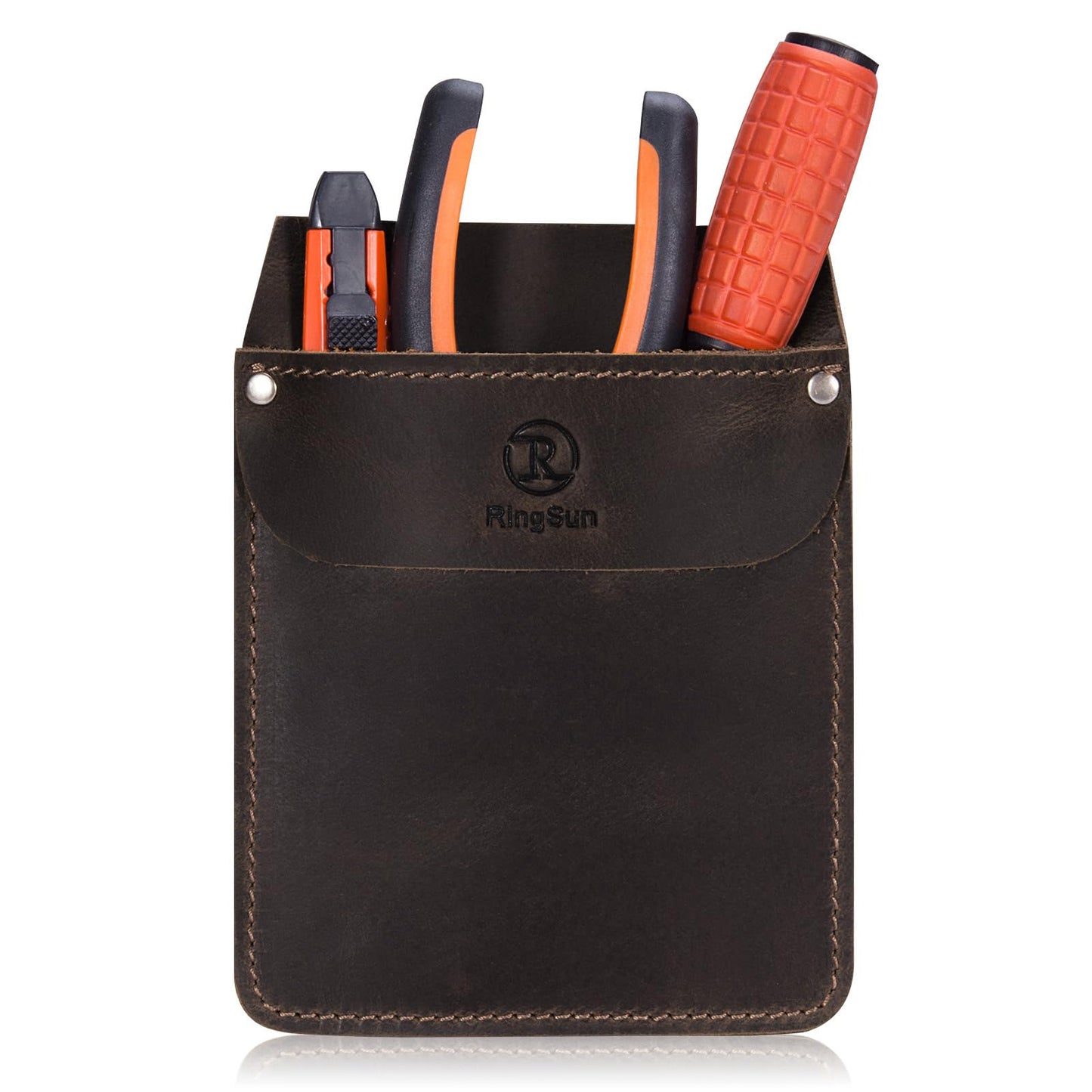 RingSun Genuine Leather Pocket Protector for Men, Durable Pocket Tool Pouch, Jeans Shirts Pocket Protector for Tools Pens