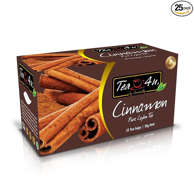 Tea4U Flavored Black Ceylon TeaBags (Cinnamon) - Ideal Quality from Sri Lanka's Finest Leaves and Expertly Blended - 25 Count