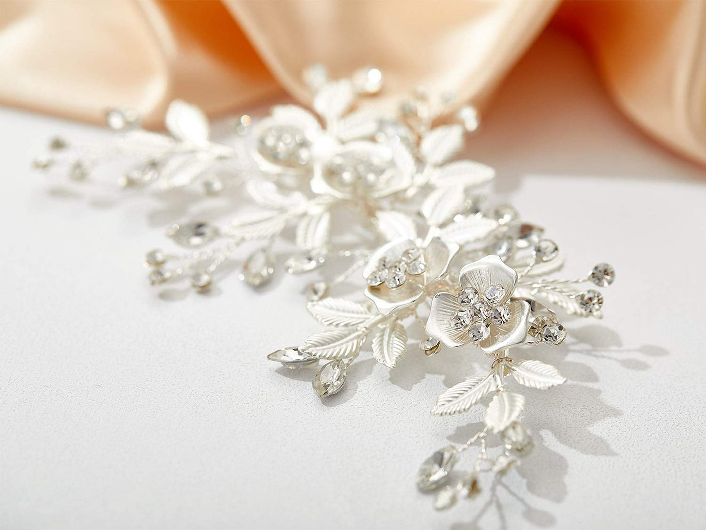 SWEETV Silver Rhinestone Bridal Hair Comb for Wedding, Hair Accessory Headpiece for Women, 1 Count