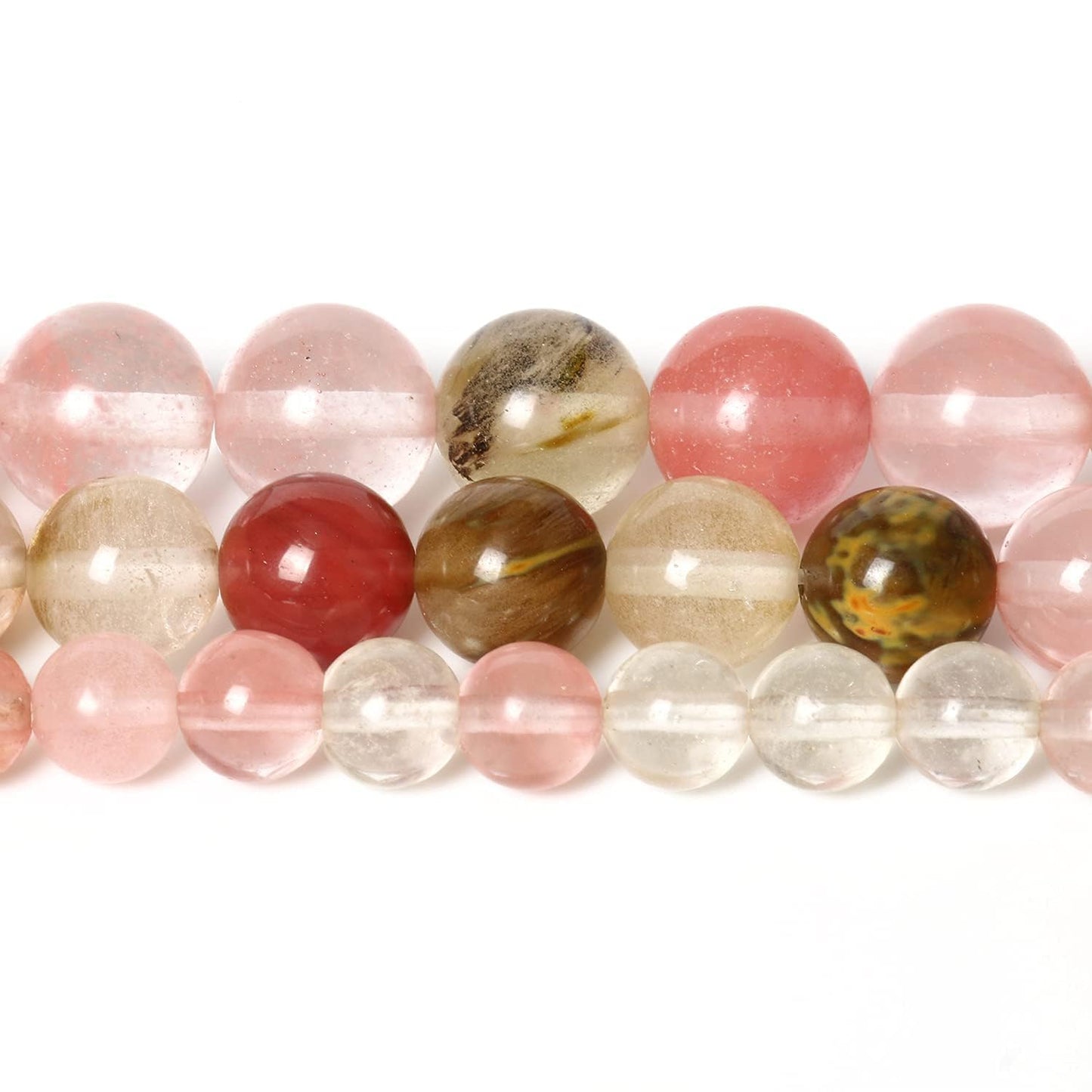 About 45pcs 8mm Natural Stone Beads Fire Cherry Quartz Beads Energy Crystal Power Gemstone for Jewelry Making, DIY Bracelet Necklace