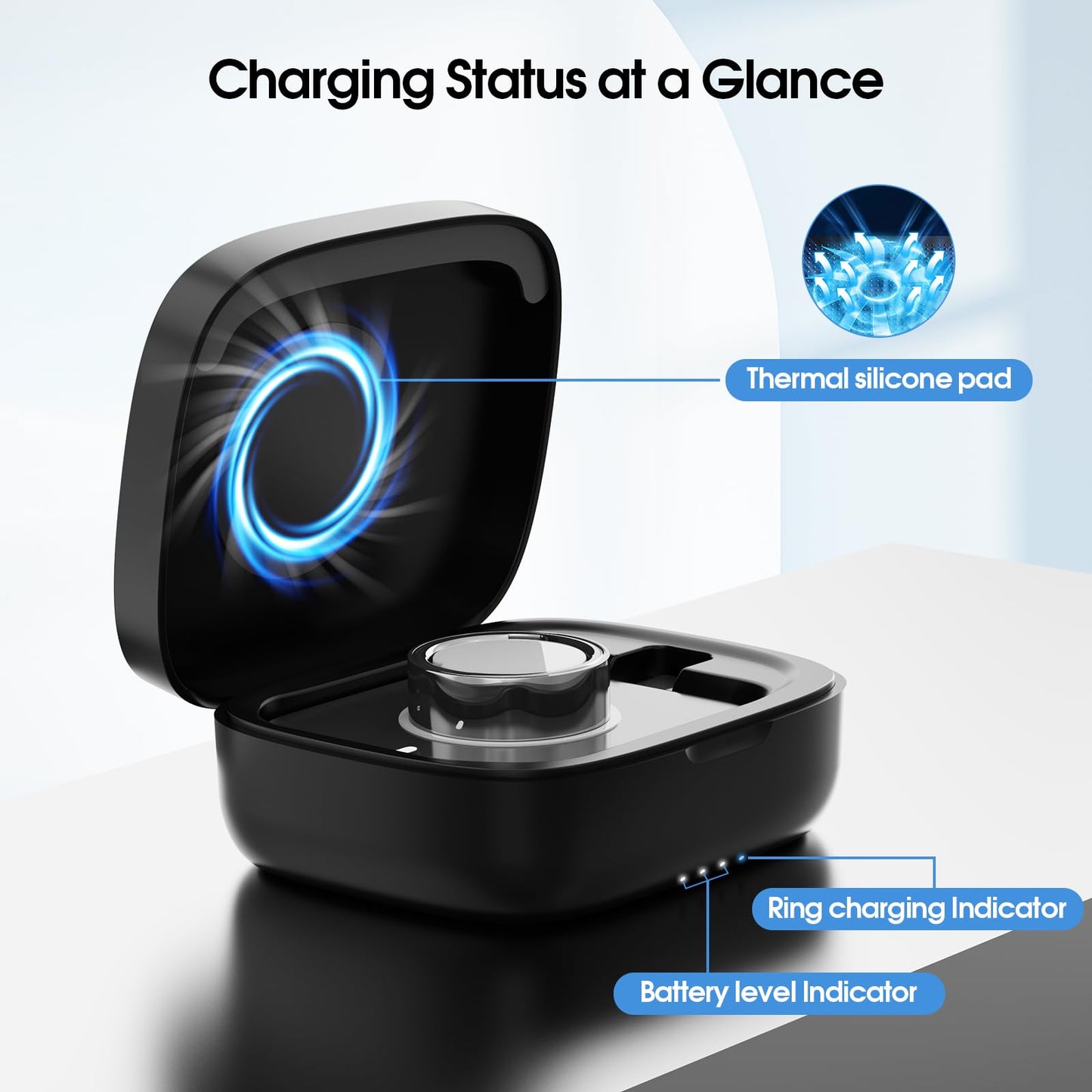 Charging Case Compatible with Ou-ra Ring Gen 4 & 3 Official Charger, Portable Wireless Charging Box with 1000mAh Capacity, Fits All Ring Sizes, 30-Day Runtime (Official Charger Not Included)