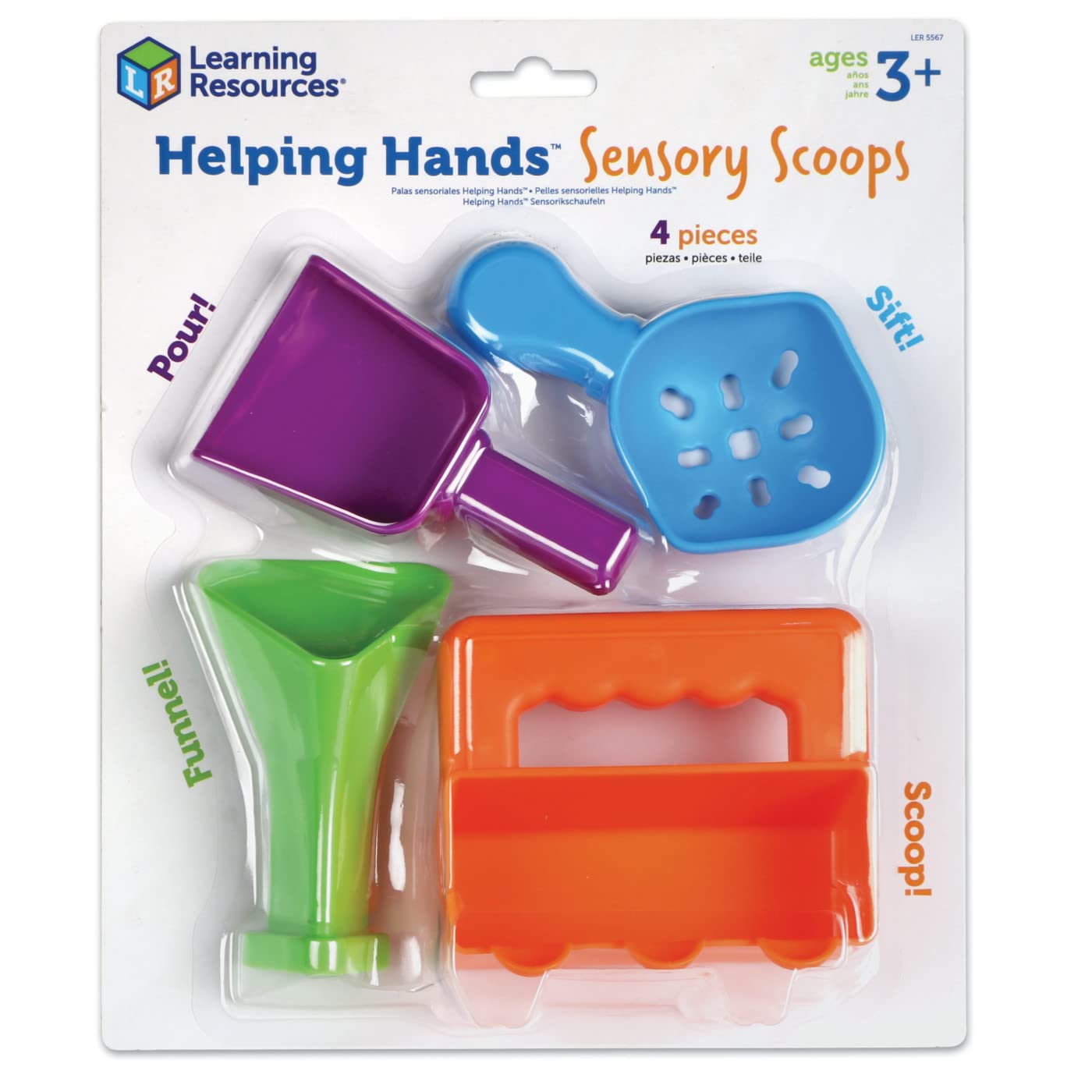 Learning Resources Helping Hands Sensory Scoops - Fidget Sand Toys, Water Bin Play, Tool Set, Fine Motor Games, Toddler Daycare Essentials, Preschool Sensory Bin Toys, Outdoor Toys for Toddlers 3-5