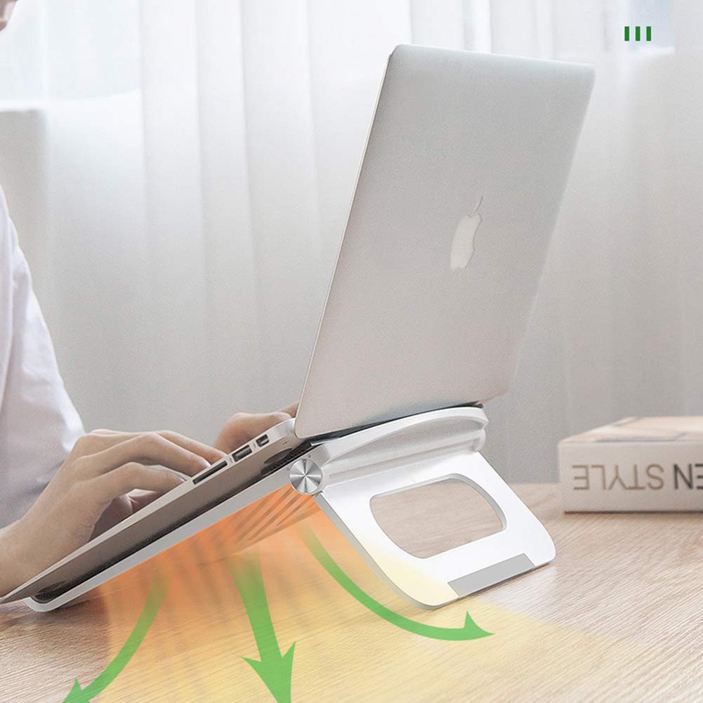 Brezze Letter Laptop Stand for Desk Stable Foldable Adjustable Multi-Angle Computer Desktop Holder Ventilated Lapdesks Riser for Mackbook, Lenovo, Dell, iPad, HP - Within 17' (Black)