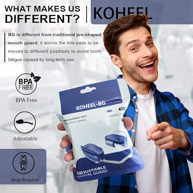 KOHEEL Mouth Guard for Teeth Grinding, Adjustable Dental Guard to Stop Bruxism, Night Guard, 2 Count (Thin)