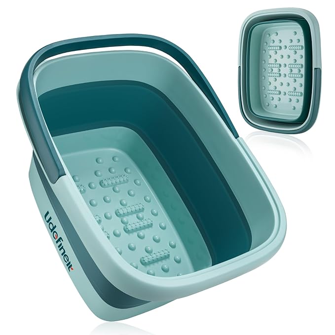 Udefineit Foot Bath Basin, Foldable & Portable Foot Soak Tub with Massage Acupoint for Foot Spa Bath, 15L/4 Gallon, Foot Massager Soaking Bath Basin Bucket for Pedicure Home Spa Treatment (Green)