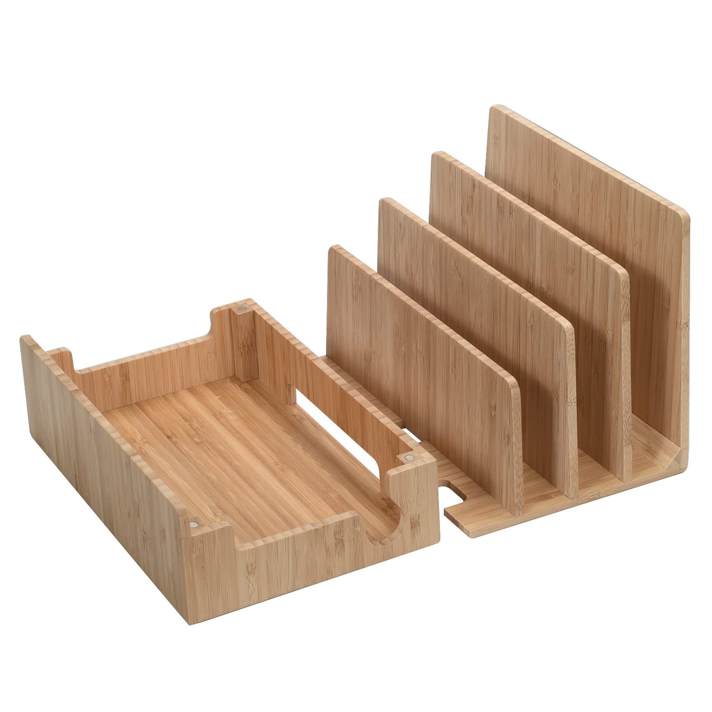 MobileVision Bamboo Charging Station & Multi Device Organizer Slim Version for Smartphones, Tablets, and Laptops