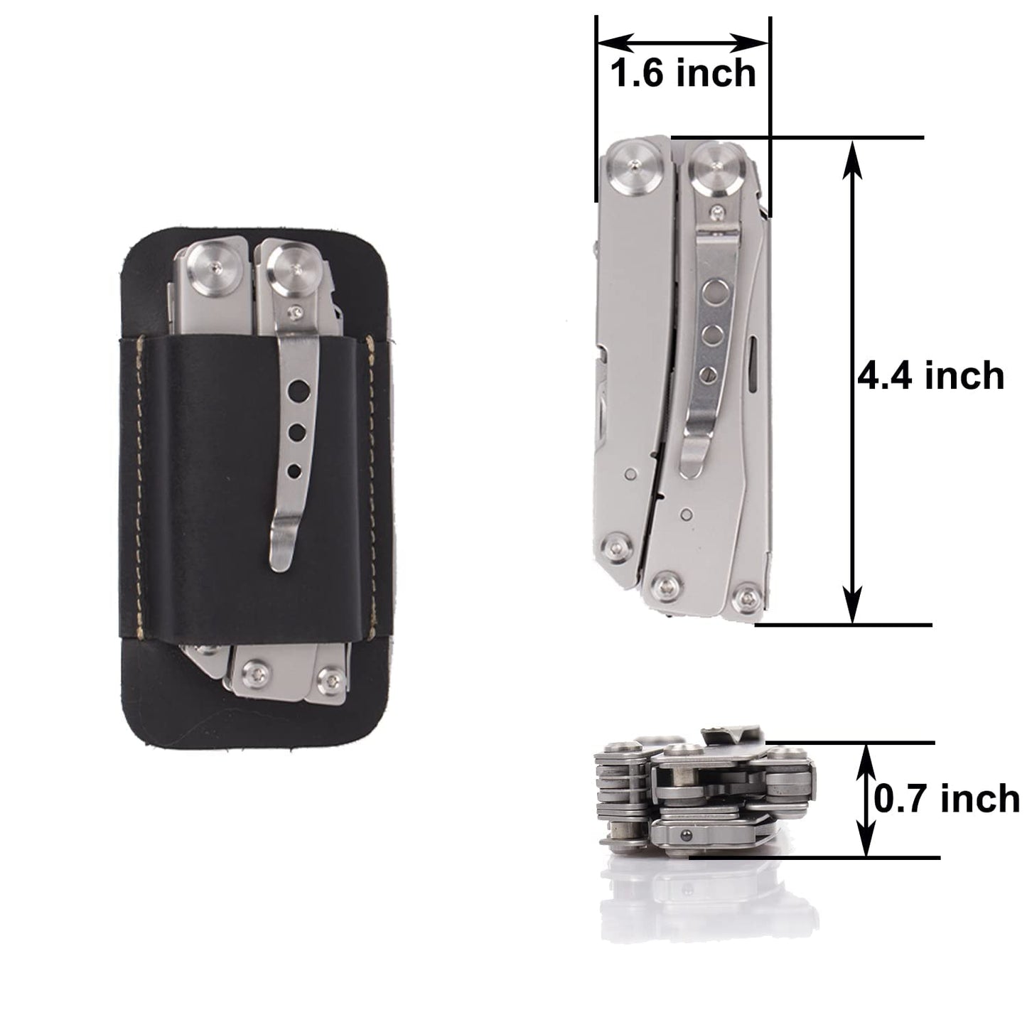 Topstache Leather Sheath, Handmade Multitool Holster, Horizontal Carry Leather Knife Sheath for Belt, EDC Pocket Organizer for Men,Size M,Black