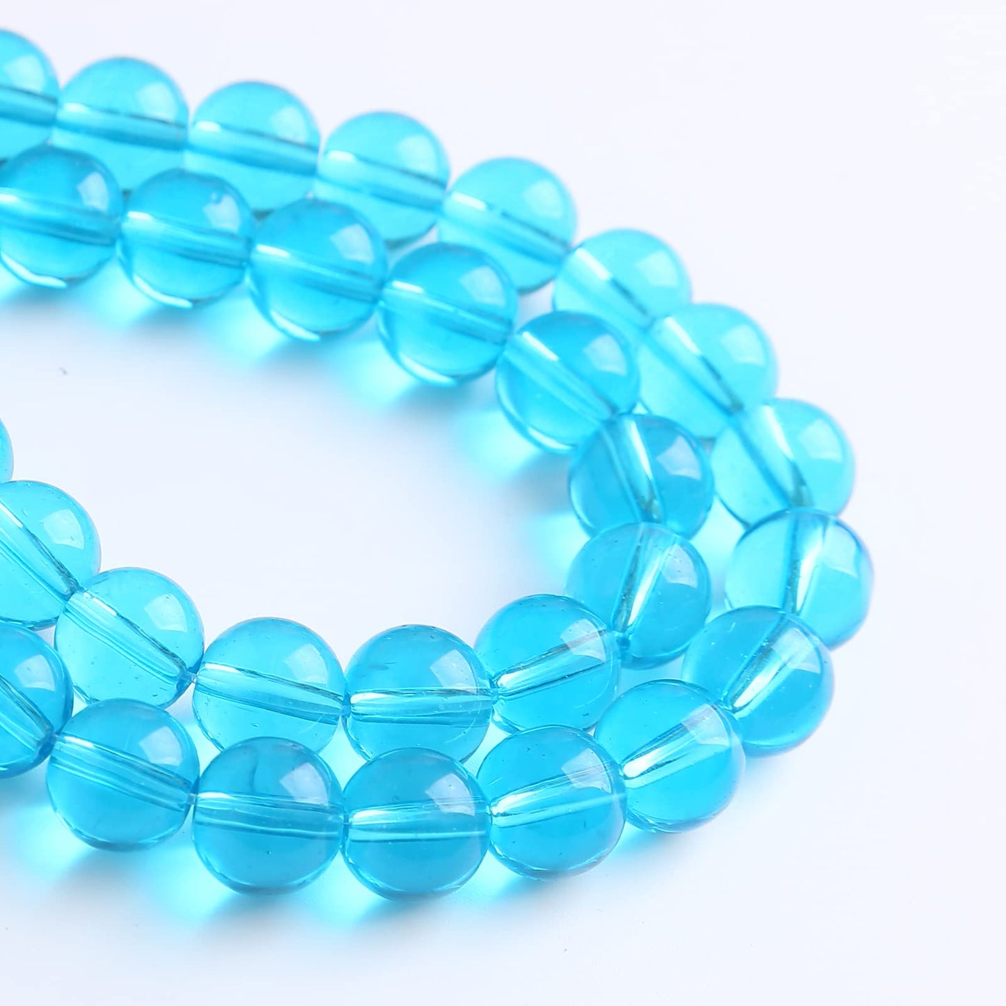 8MM 46PCS Light Blue Glass Spacer Loose Beads for Jewelry Making DIY Bracelet Necklace