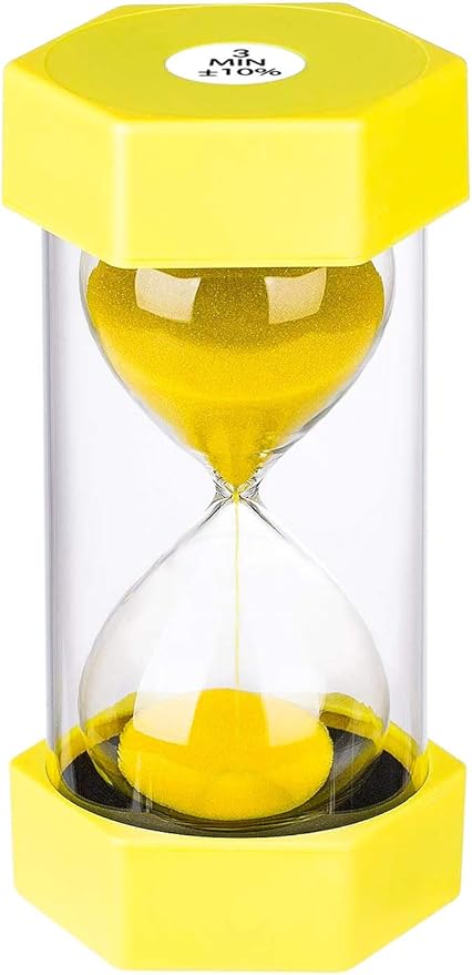 Sand Hourglass Timer 3 Minute： Colorful Sand Clock 3 Minute, Small Yellow Sand Watch 3 Min, Plastic Hour Glass Sandglass Timer for Kids, Games, Classroom, Kitchen, Toothbrush Timer, Decoration
