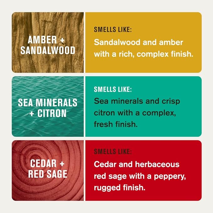 Every Man Jack Men's Deodorant Variety Set - Three Full-Sized Deodorant Sticks with Clean Ingredients & Incredible Scents - Cedar + Red Sage, Amber + Sandalwood, Sea Mineral + Citron - 3 oz (3 Pack)