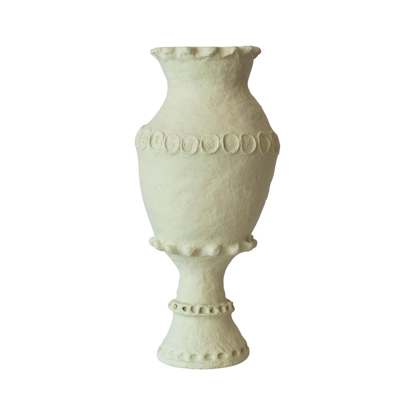 Creative Co-Op Handmade Paper Mâché Vase with Embossed and Debossed Design, Mint
