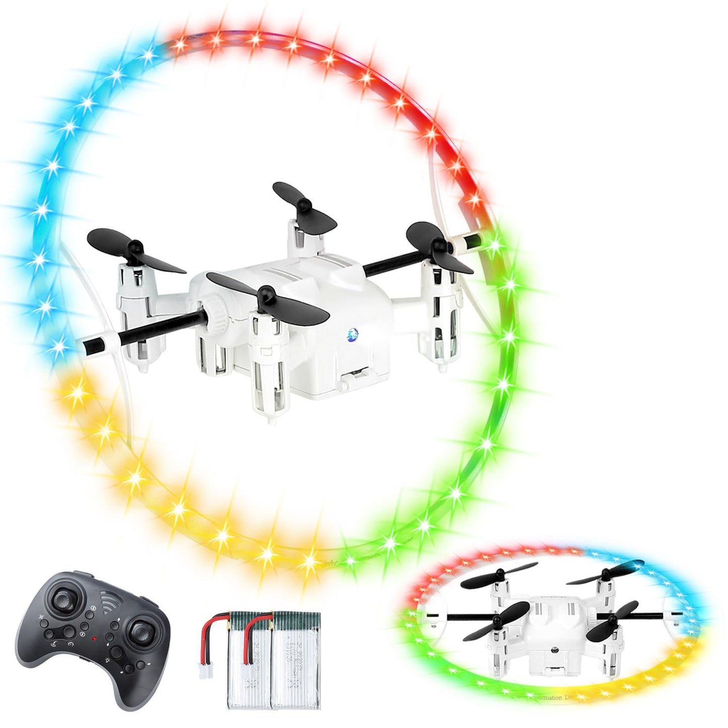 RC Drone for Kids, 360° Rotating LED Light–10 Dynamic Patterns, Beginners Indoor Small Helicopter Plane/Quadcopter, Boys and Girls Birthday and Xmas Gifts Toys