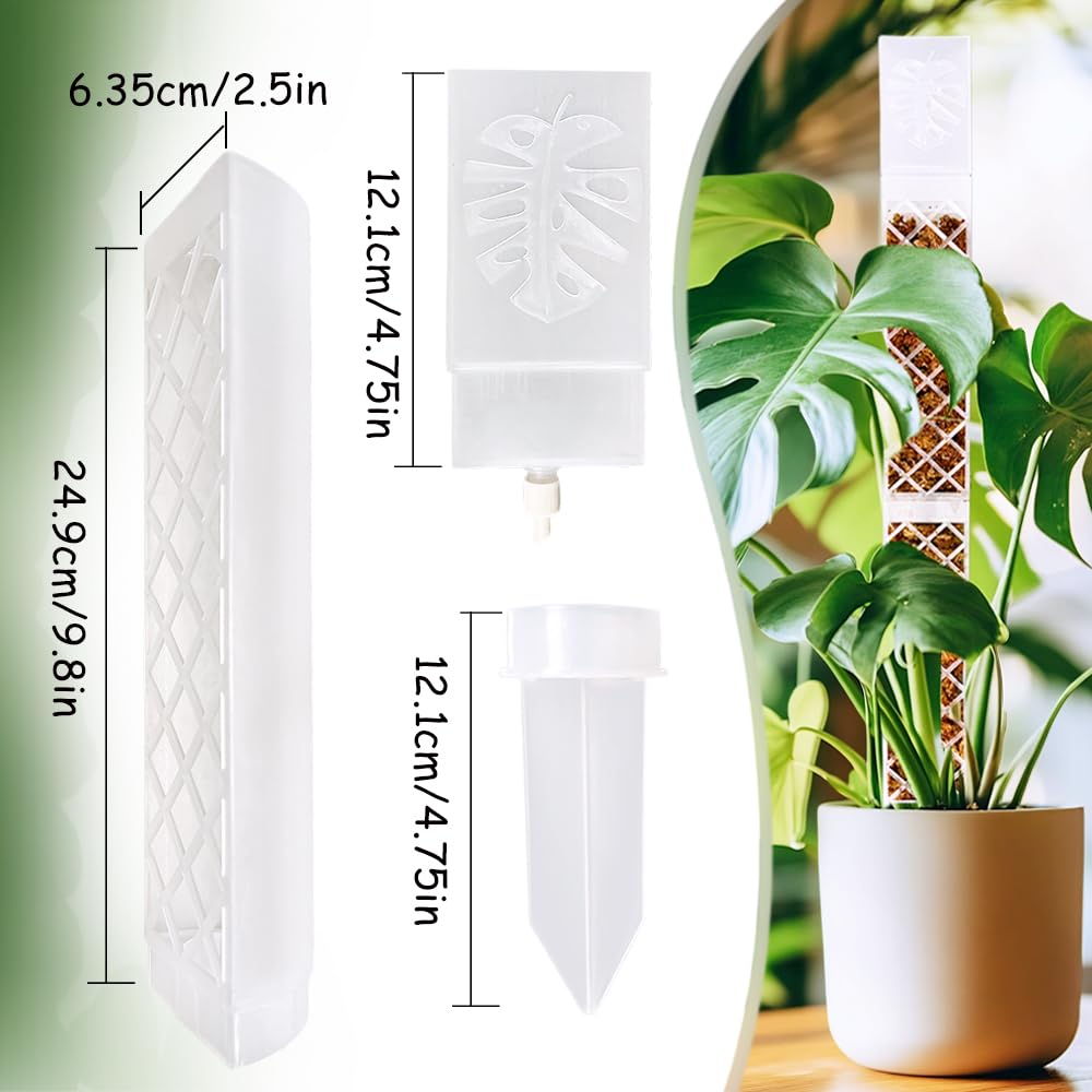 MIIIM 6 Pcs Self-Watering Moss Poles, D Shape Moss Pole Kit for Climbing Plants Indoor, Semi Transparent Monstera Plant Support, 69 Inches in Total Length