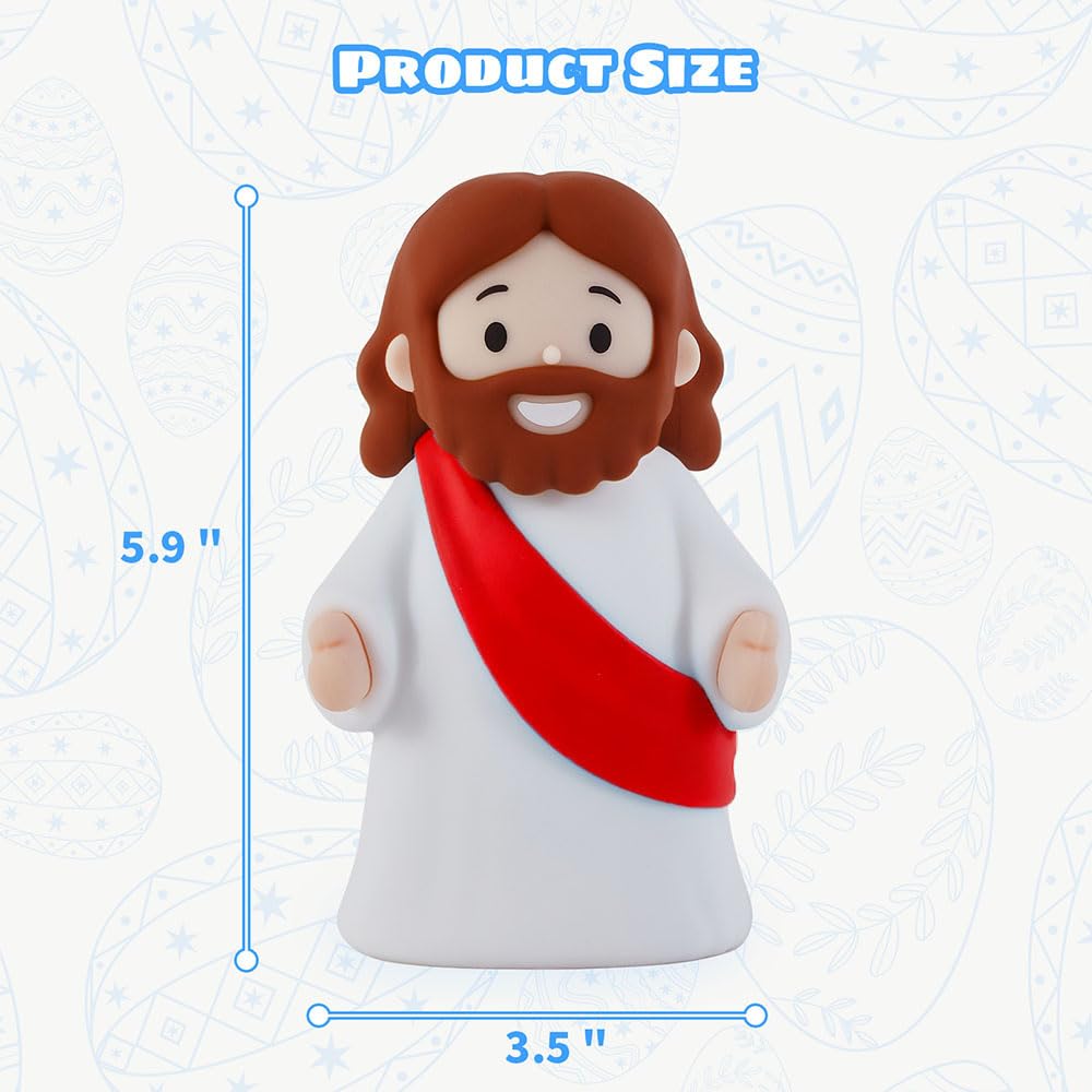 KangTen CHEN Jesus Night Light Rechargeable Bedside Night Light Dimmable Silicone LED Light Ideal for Religious Gatherings, Gifts for Sunday School, Baptism Presents, Easter Egg Decorations (red)