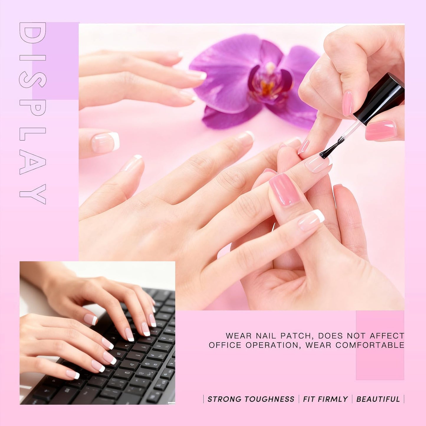 AORAEM White French Nail Tips 120 PCS Short French Style Acrylic Nail Tip 12 Sizes False Nails Clear and White Press on Nails for Women