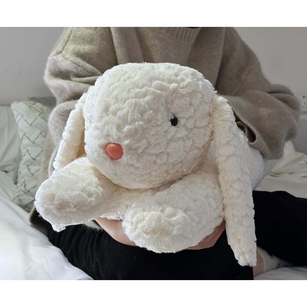 Hofun4U Rabbit Plush Pillow, Rabbit Stuffed Animal, Rabbit Plush Long Body Pillow Gift for Kids Adults (White,47 inch)