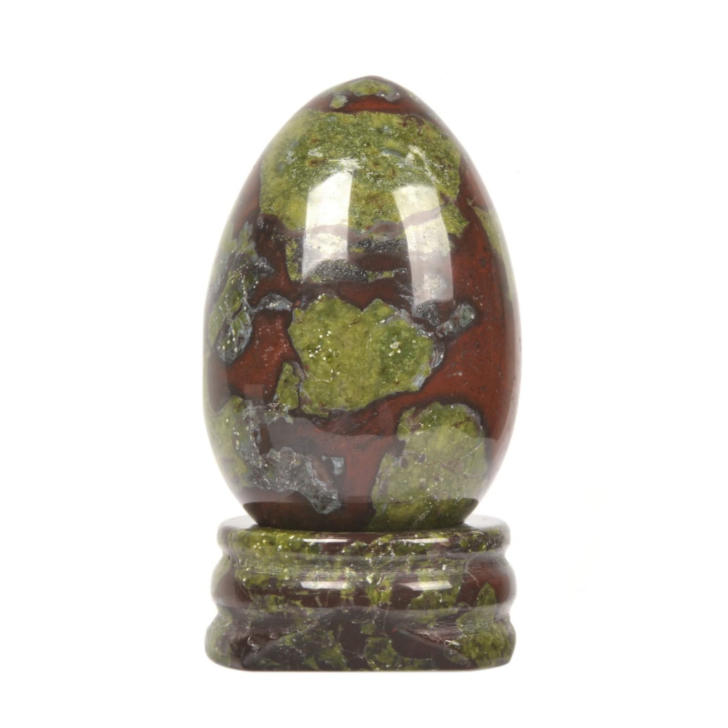 Justinstones Natural Dragon Blood Jasper Gemstone Egg Crystal Healing Chakra Meditation Home Office Decor Stone with Stone Stand