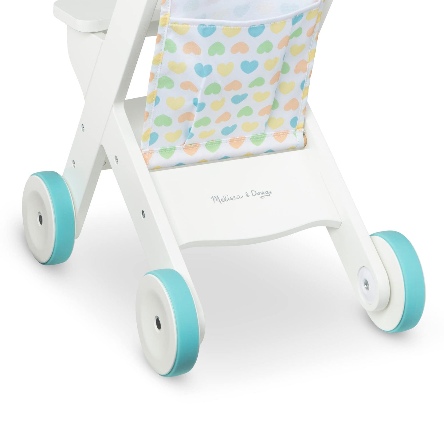 Melissa & Doug Mine to Love Wooden Play Stroller for Dolls and Stuffed Animals up to 20 Inches Tall - White