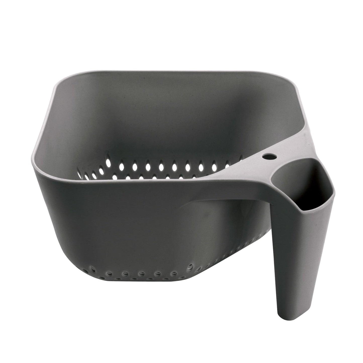 Tovolo Elements Square Colander with Handle Strainer Basket for Pasta Fruit Berries Veggies, Easy to Clean BPA Free Heat Resistant Plastic Colander with Spout 3 Quart Kitchen Strainer, Charcoal Gray