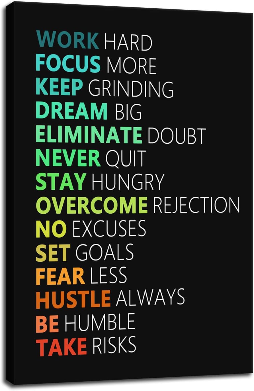 WYJZDZQ8 Inspirational Canvas Wall Art Motivational Poster Motivation Canvas Prints Artwork for Office Living Room Gym Modern Home Decor Painting Stretched and Framed Ready to Hang [24''Wx 36''H]
