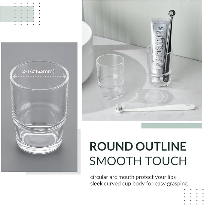 Toothbrush Holders for Bathroom, 2 Pack Transparent Glass Tumbler Cups, Modern Thick Glassware