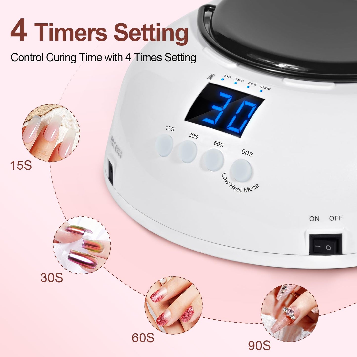 Ludysic Professional Rechargeable 96W UV LED Nail Lamp, Cordless Nail Dryer with 4 Timer Settings, Smart Sensor, Removable Metal Base Fast Curing Lamp for Salon and Home,White&Black