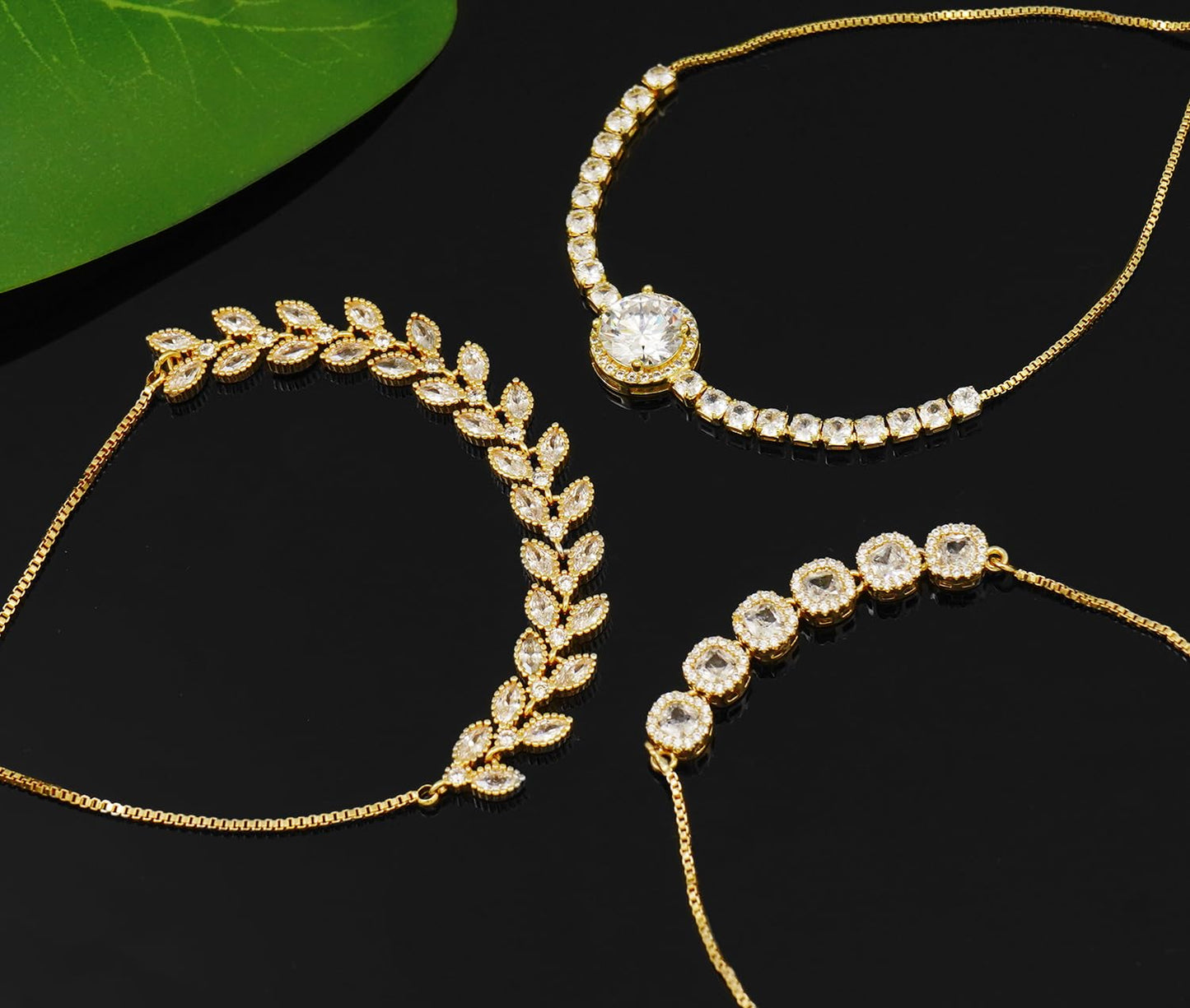 Wovanoo Tennis Bracelet for Women Cubic Zirconia Bracelets Adjustable Slider Bracelets Gold