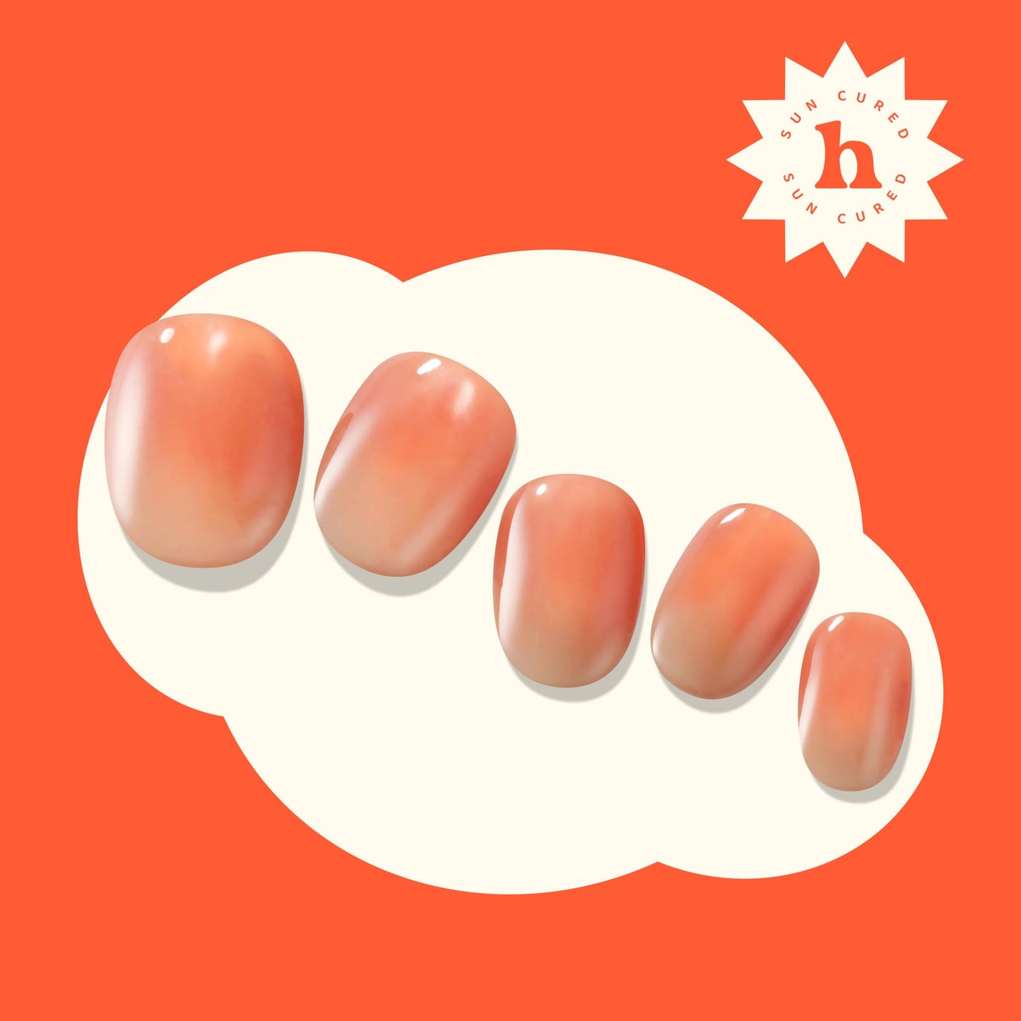 Heyhae Semi Cured Gel Nail Strips | No LED Lamp Needed | Ombre, Orange, Spring | Easy Apply & Remove, Salon Quality |Includes 28 Strips, 1 Prep Pads, Nail File & Wooden stick - Hey, You're My Sunshine