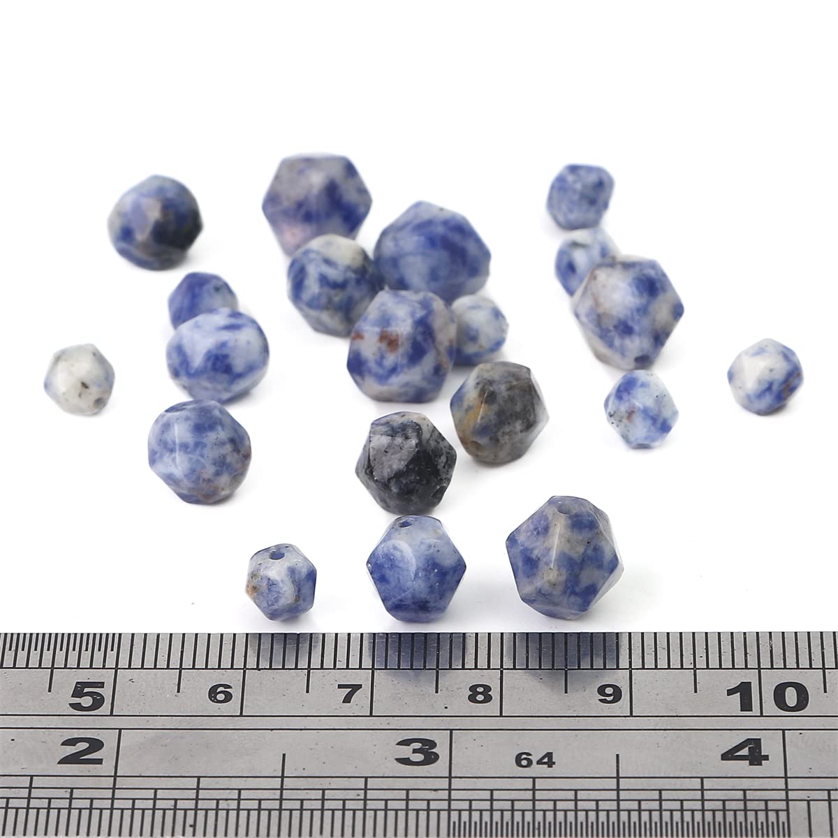 BEADIA Faceted Natural Blue Sodalite Stone Round Beads 6mm 36cm/Strand for Jewelry Making