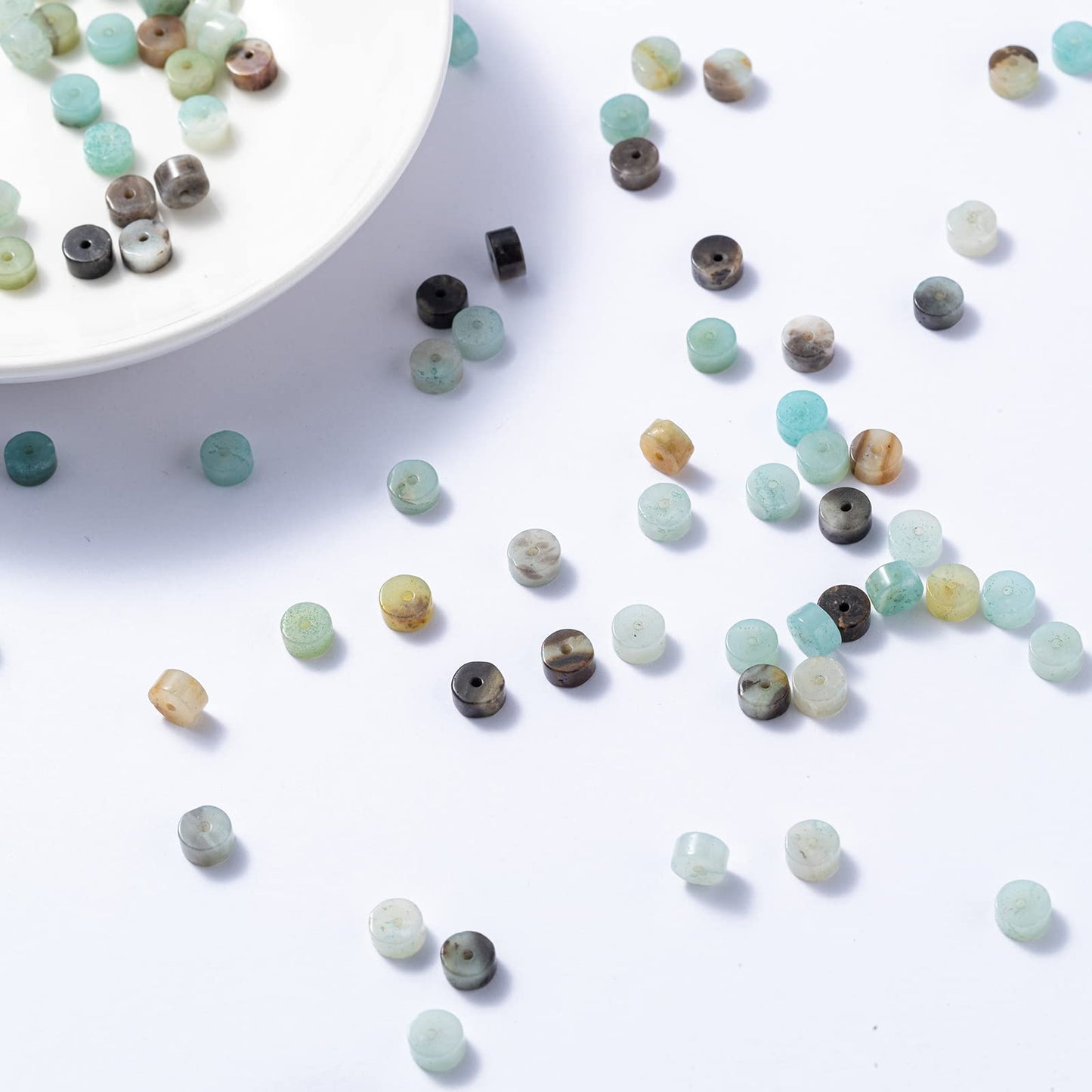Natural Amazonite Stone Spacer Beads 6x3mm 38cm/str Flat Round Loose Semi Gemstone Caps for Making Bracelets Necklace