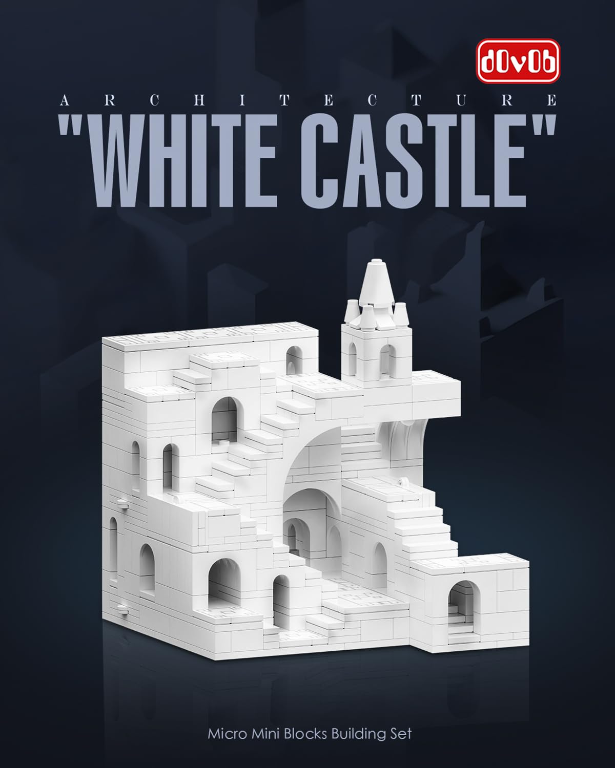 dOvOb 668PCS White Castle Building Blocks, Architectural Model Kit for Adults, Transformable & Collectible Display Set, Challenging Construction Toy for Teens and Adults