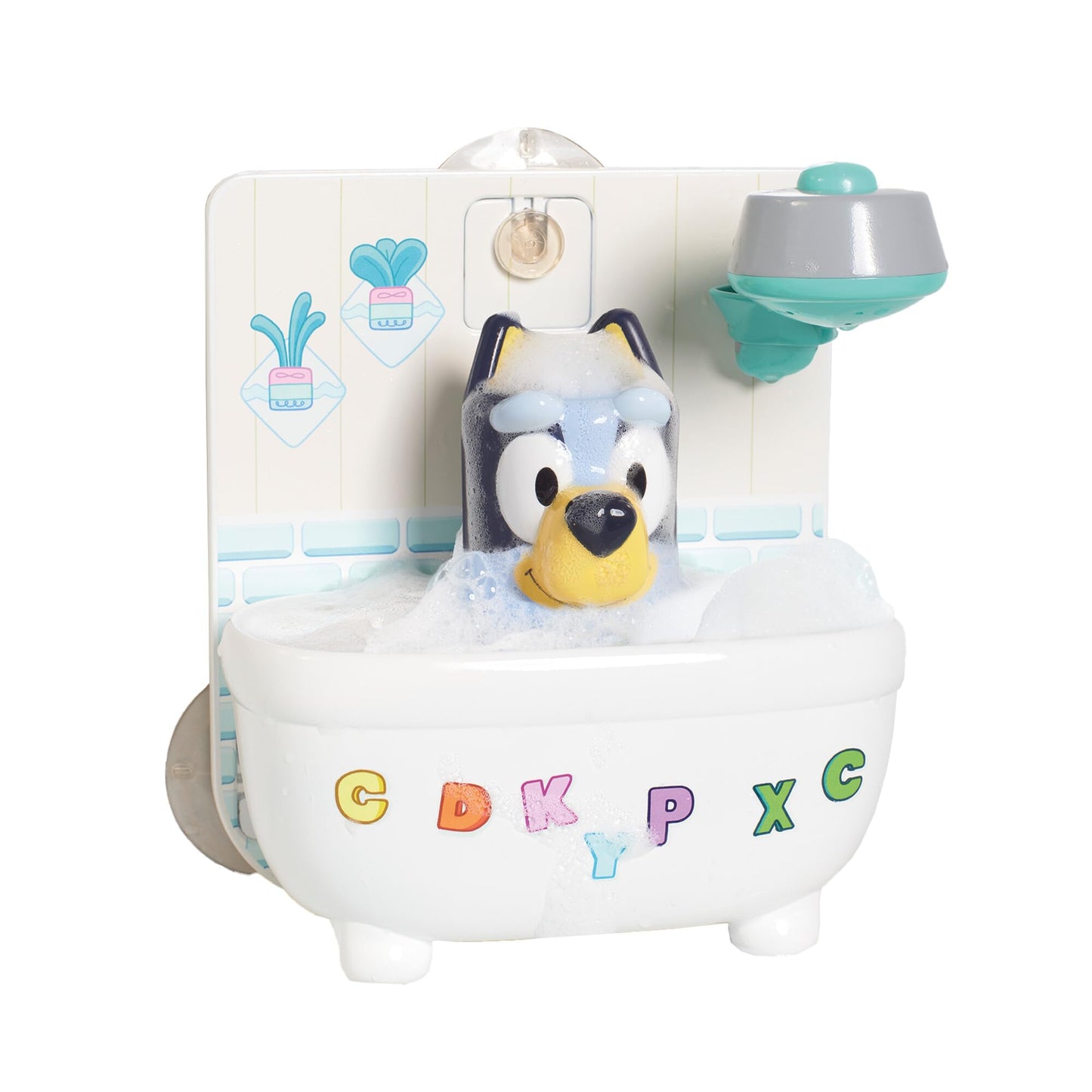 Shower & Scrub Bluey by TOMY Toomies - Create Your Own Bubbles - Includes Rinsing Showerhead and Removable Bluey Toy - Interactive Bath Toys - Ages 18 Months and Up