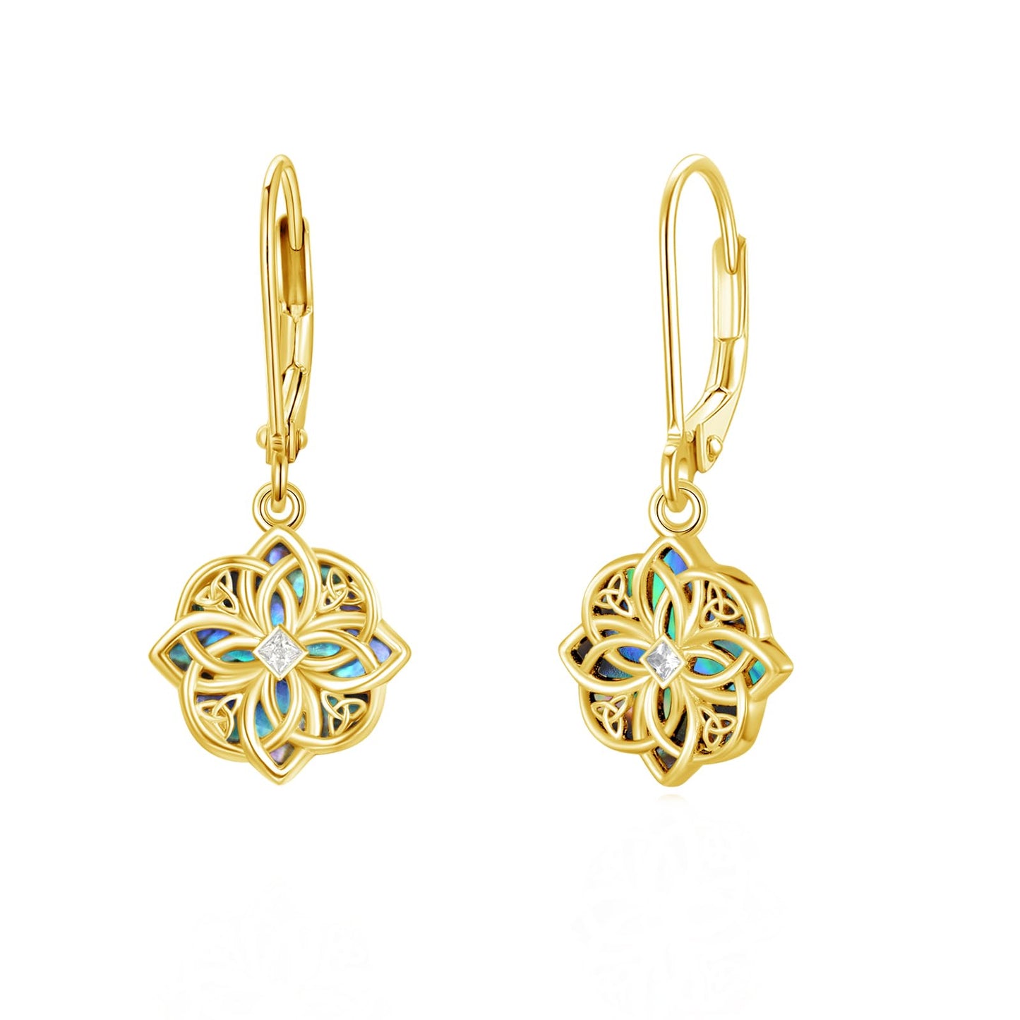 PARYFO Gold Celtic Knot for Women Witches Knot Dangle Earrings with Abalone Good Luck Irish Celtic Knot Vintage Dangles for Women