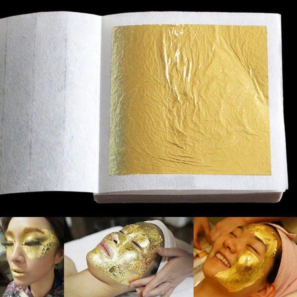 LTKJ 24K Edible Gold-Leaf Sheets 20 Sheets 4.33 x 4.33 cm Pure Gold-Foil Leaf for Food Decoration,Facial Spa Gilding Crafting 1.7"