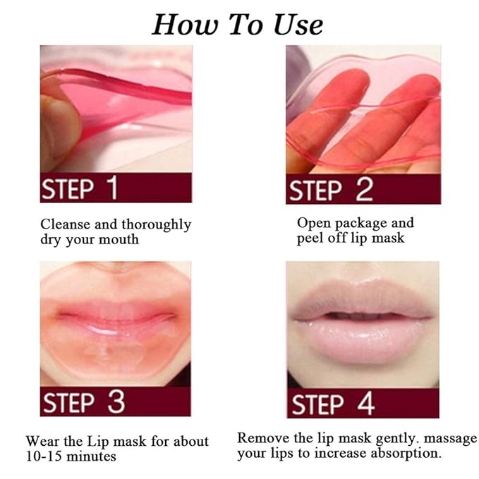 30PCS Collagen Lip Masks,Crystal Moisturizing Lip Care Lip Sheet Lip Patches for Dry Lips & Anti-Chapped, Smoothing Lip Lines, Plumping Your Lips Attractive, Pink