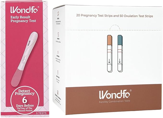 Wondfo Ovulation Test Strips and Pregnancy Test Strips Kit [50 LH + 20 HCG]+ Early Result Pregnancy Test [5 Pack]