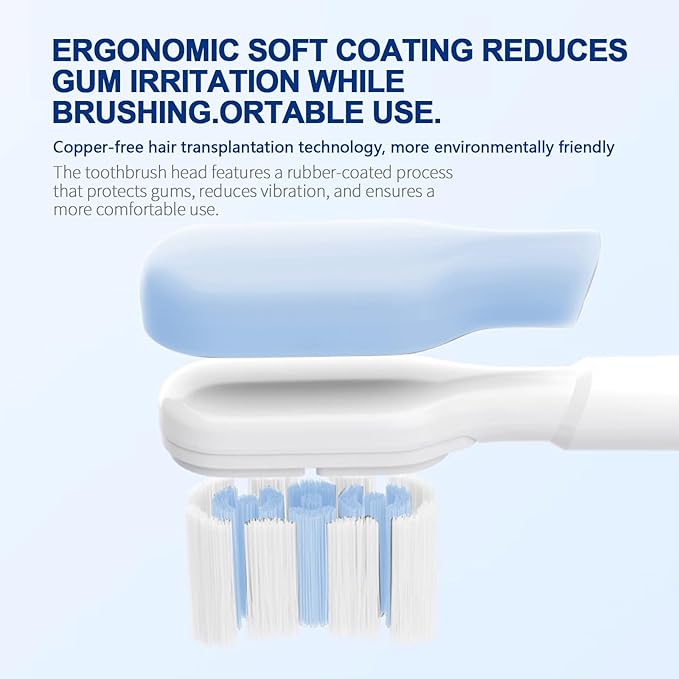 Rechargeable Travel Electric Toothbrush, Oscillation and Vibration, 60° Wide Angle Vibration, 1500mAh Battery, 4 Brush Heads, IPX7 Waterproof, Type-C Fast Charging - 5 Modes with Smart Timer