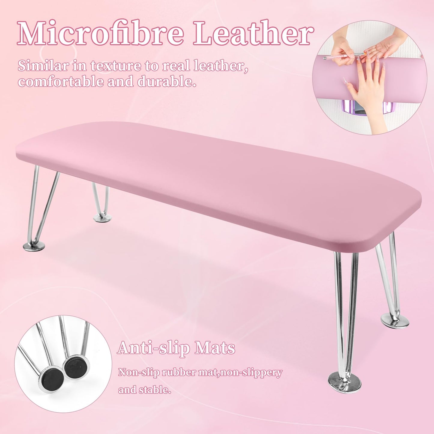 BOMOQING Arm Rest for Nails, Microfiber Leather Nail Arm Rest for Acrylic Nails, Nail Arm Rest Table with Pillow Cushion Hand Holder for Manicure, Hand Rest for Nails Tech, Home Use or Salon(Purple)