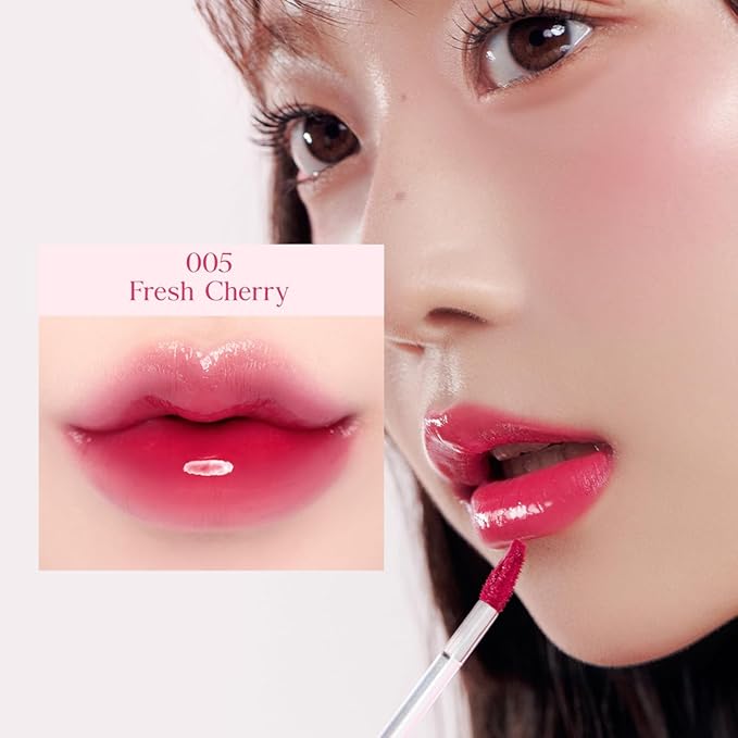 CLIO Crystal Glam Tint |Glossy Finish, Lightweight, Weightless, Buildable, Glass-Like, Smoothing, Long-Lasting, Vivid, Transparent, Shiny, Moisturizing, Hydrating (05 Fresh Cherry)